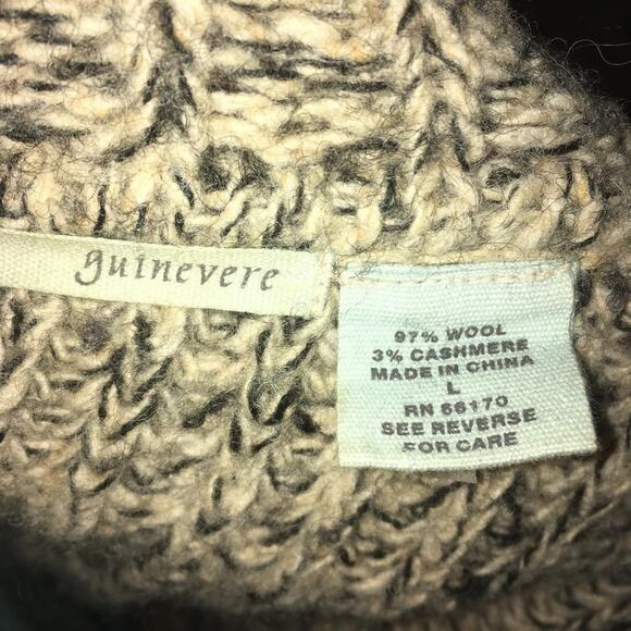 Guinevere Beige & Gray Wool & Cashmere Long Button Front Sweater L - Picture 8 of 10